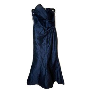 Alvina Valenta Maids Strapless Mermaid Gown Dress Navy 8 Vintage Ruched Side